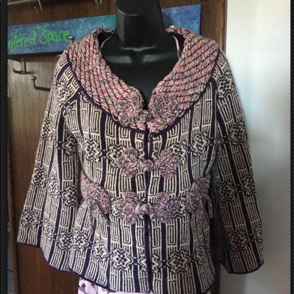 Anthropologie Sleeping On Snow Turnstone sweater jacket M Y2K 2008 wool blend